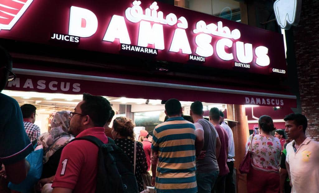 People lining up to get their hands on a Shawarma at Damascus Shawarma Bukit Bintang