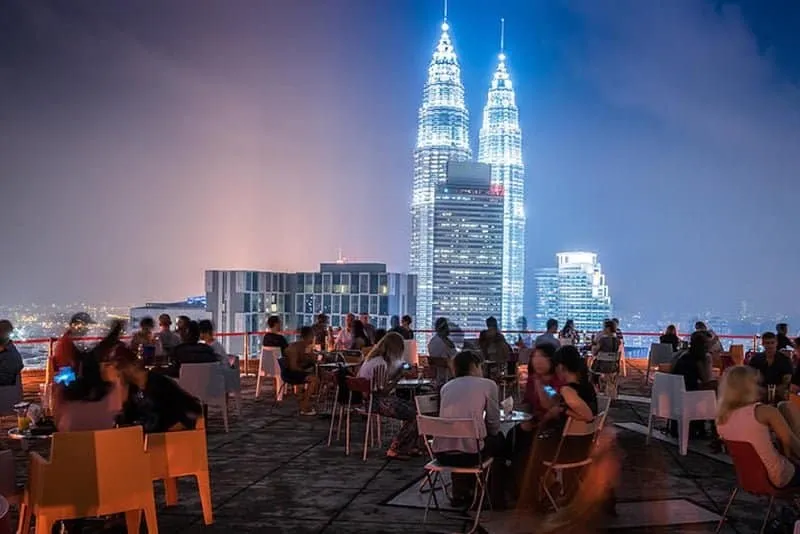 The heli lounge bar in KL with a 360 view of the skyline