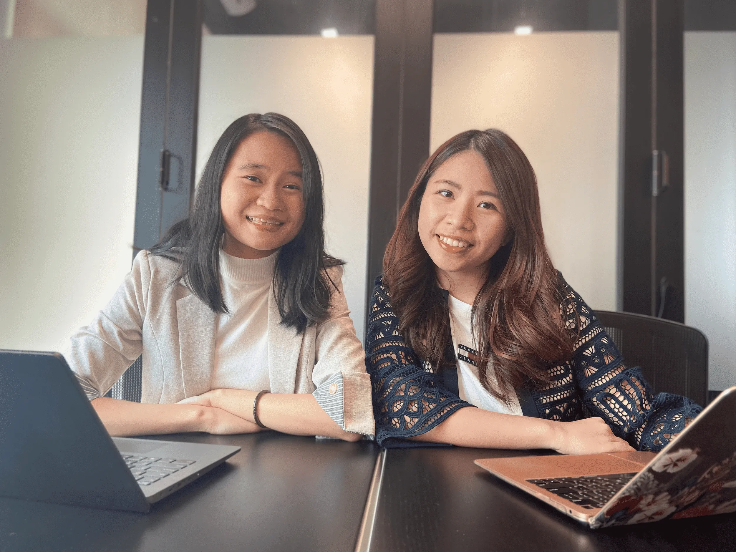 A picture of the founders of Gurulab, Kai Song and Vicky Tan at their Gurulab Office