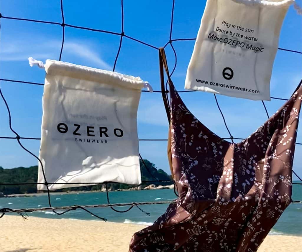 The pieces of OZERO on display at a beach