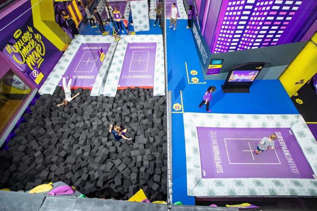 The trampolines and sponge pits at SuperPark