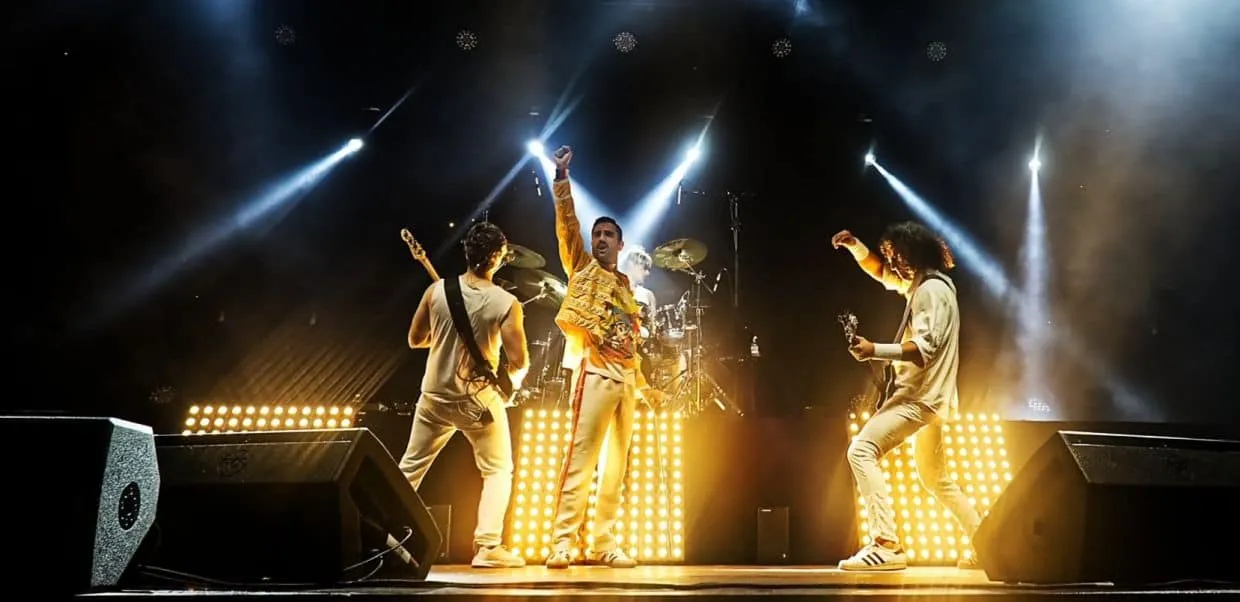 A shot of Break Free performing hits by Queen at the concert of champions.