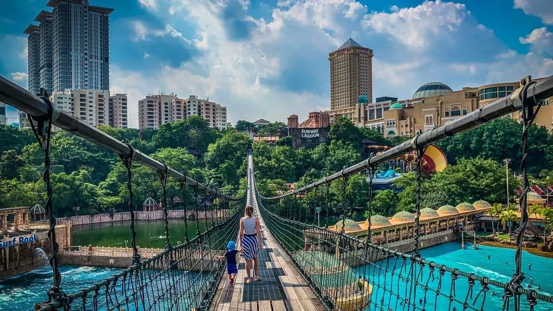 The iconic bridge at Sunway Lagoon inside Sunway City.