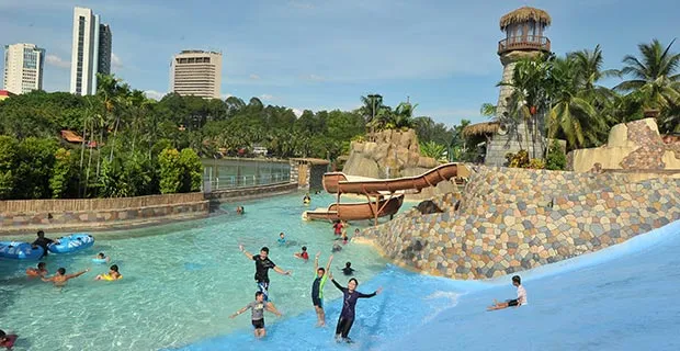 Families having fun in at Wet World waterpark in Shah Alam.