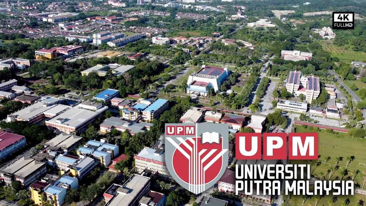 An arial shot of Universiti Putra Malaysia with their logo