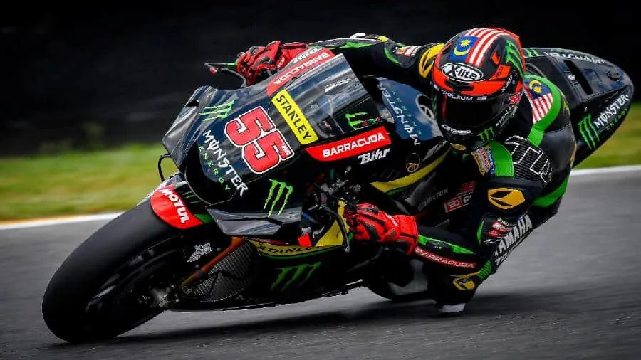 The motoGP racer Hafizh taking a tight corner.
