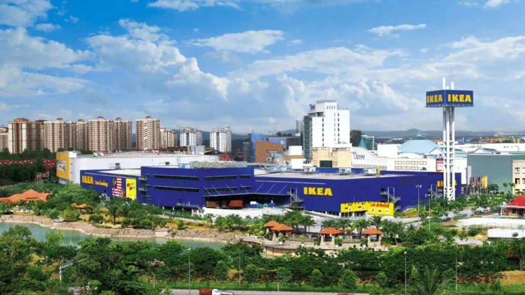 Aerial shot of IKEA Damansara with the surrounding buildings
