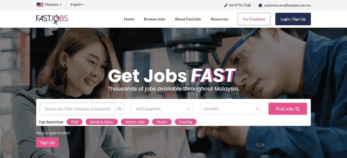 #FastJobs Website: Homepage of FastJobs