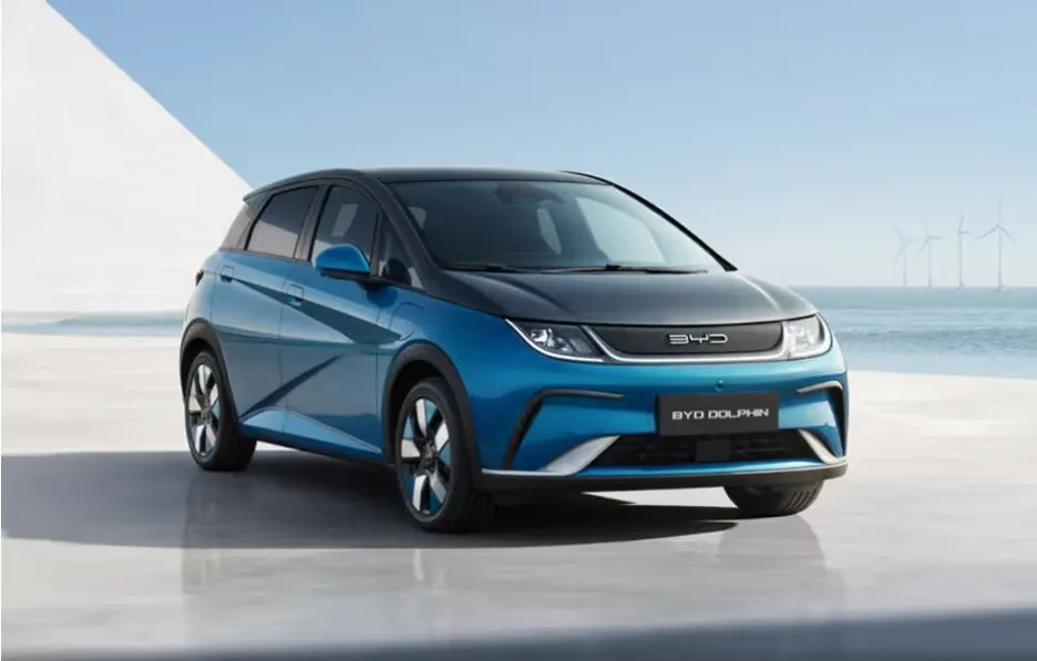 BYD Dolphin electric vehicle shown from the left front angle