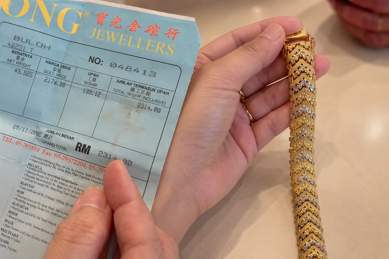 Original picture from a Malaysian woman who revisited her gold bracelet