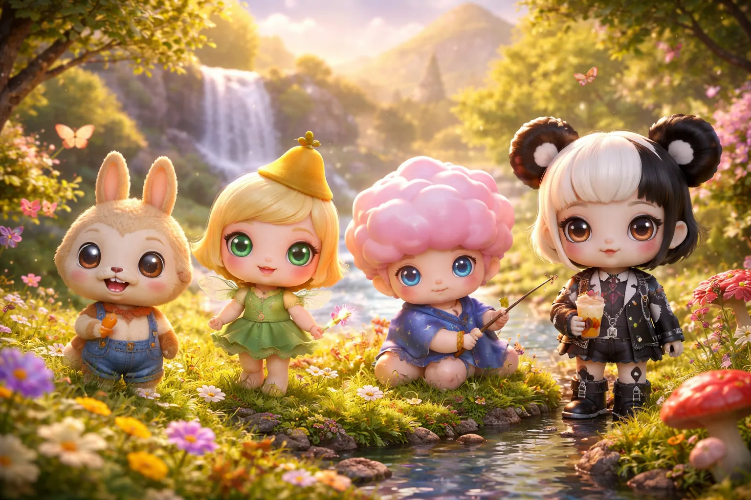 Labubu, Molly, Dimoo and Skullpanda