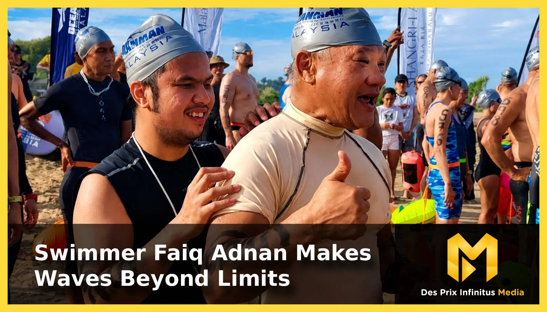 Swimmer Faiq Adnan with Datuk Ooi Win Juat